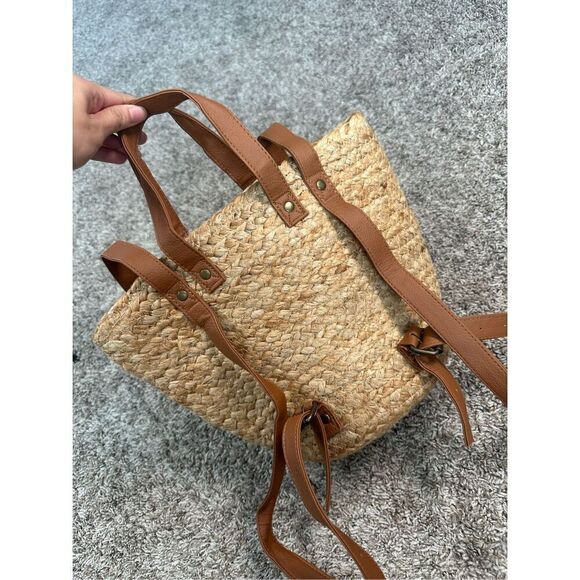 NWT XIX Palms Beachly The Shore Break Jute Insulated Picnic Cooler Backpack Boho - Picture 9 of 16